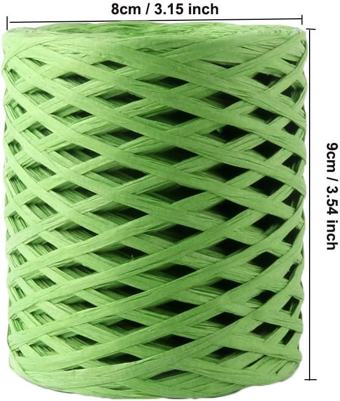 ALLWSLucky 656 FT Raffia Paper Craft Ribbon,Colored Packing Paper String for Gift Wrapping,Party Decor and DIY Decoration (Green) - Image 4
